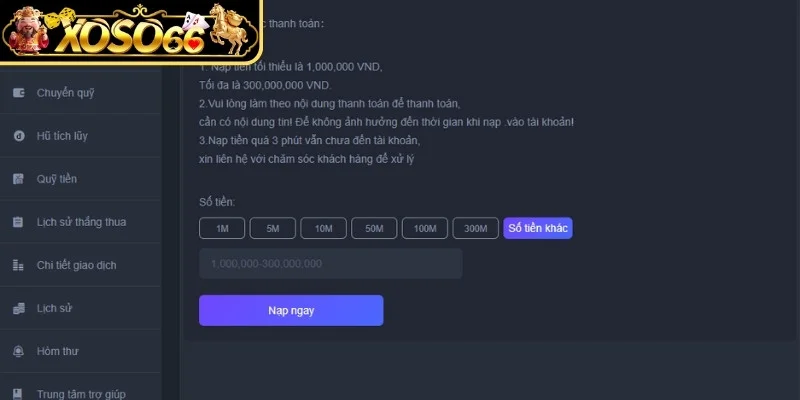 Quy định khi nạp tiền Xoso66 hiện nay 